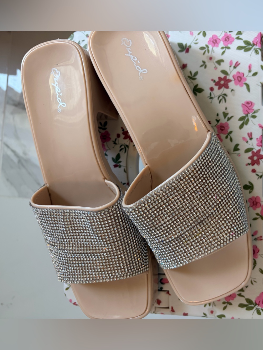 Quipid Jelly Crystal-Embellished Slide Mules